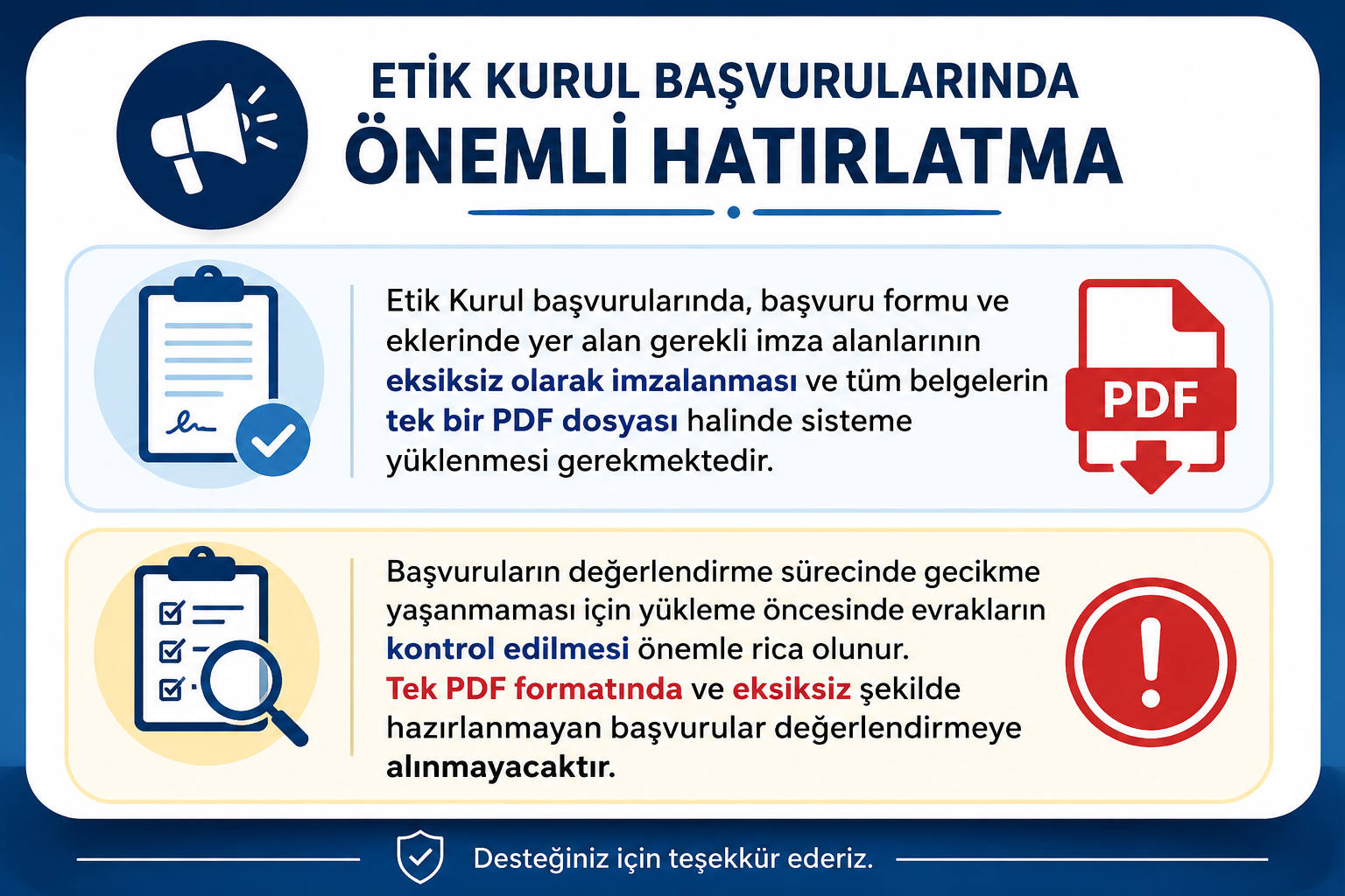 Etik Kurul Başvurularında Önemli Hatırlatma